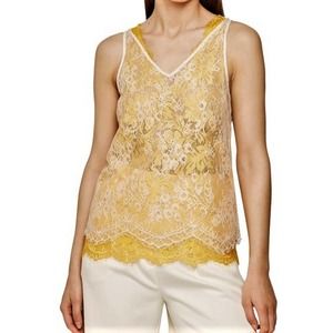 Reiss Kodi Layered Lace Scalloped Tank V-Neck